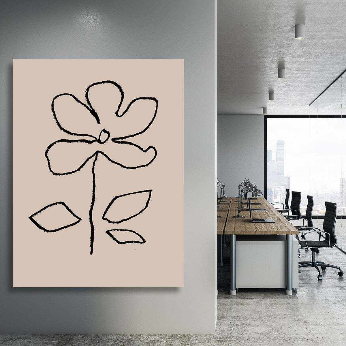 Oil Pastel Flower Black Canvas Print or Poster - Canvas Art Rocks - 3