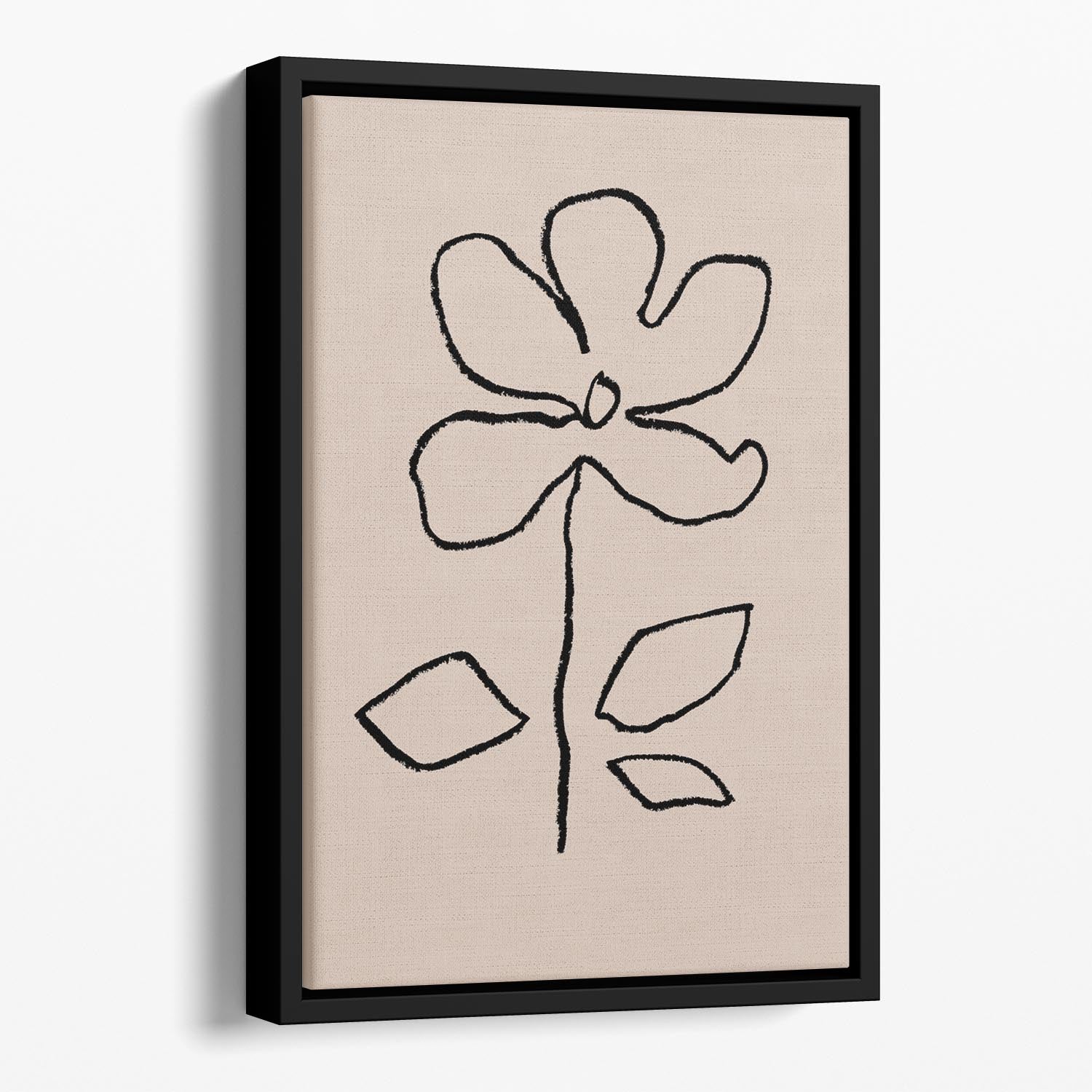 Oil Pastel Flower Black Floating Framed Canvas - Canvas Art Rocks - 1