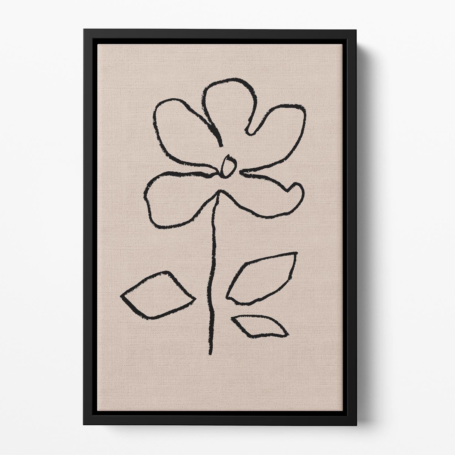 Oil Pastel Flower Black Floating Framed Canvas - Canvas Art Rocks - 2