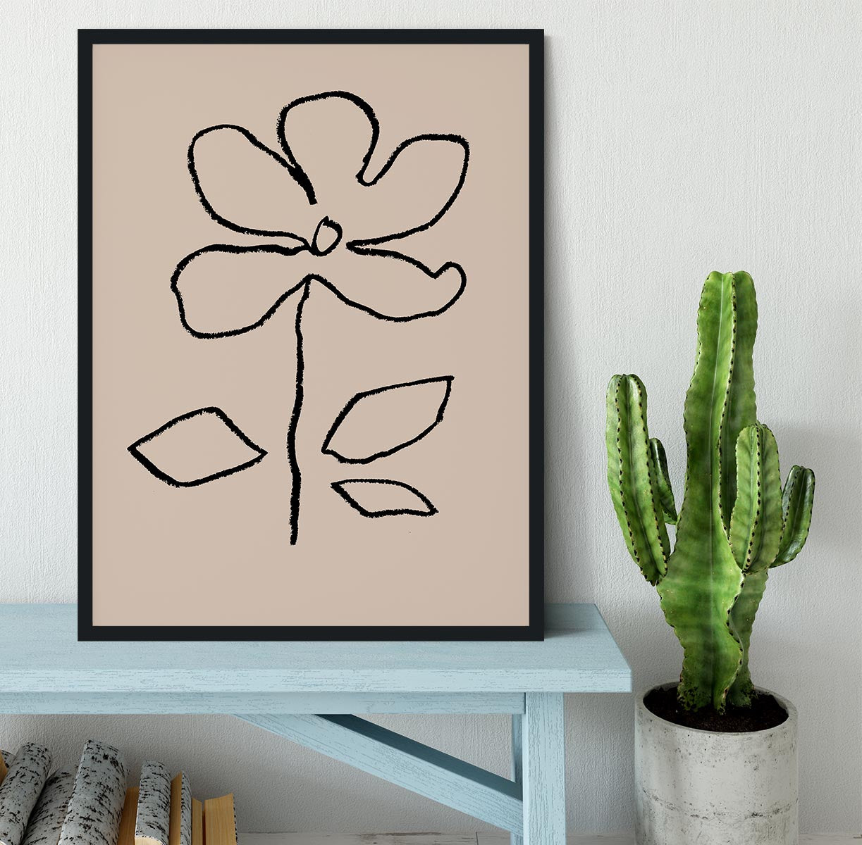 Oil Pastel Flower Black Framed Print - Canvas Art Rocks - 2