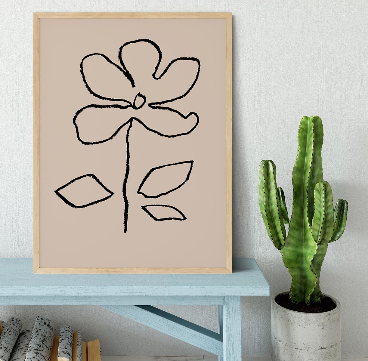 Oil Pastel Flower Black Framed Print - Canvas Art Rocks - 4