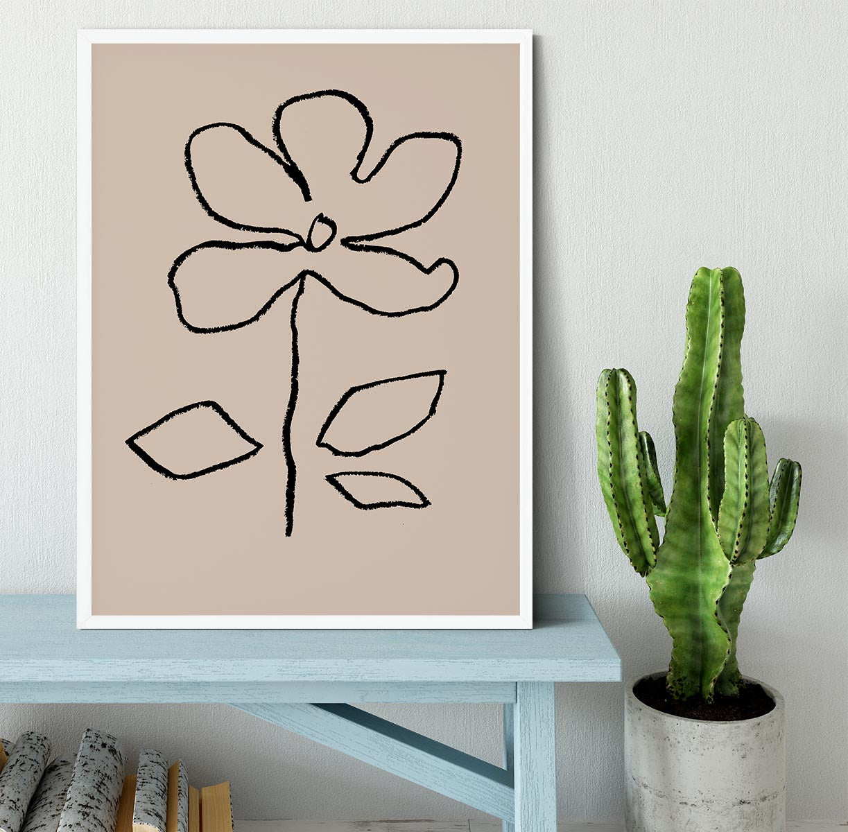 Oil Pastel Flower Black Framed Print - Canvas Art Rocks -6