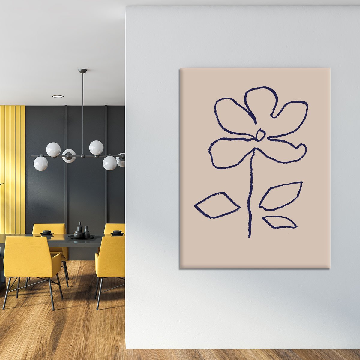 Oil Pastel Flower Blue Canvas Print or Poster - Canvas Art Rocks - 4