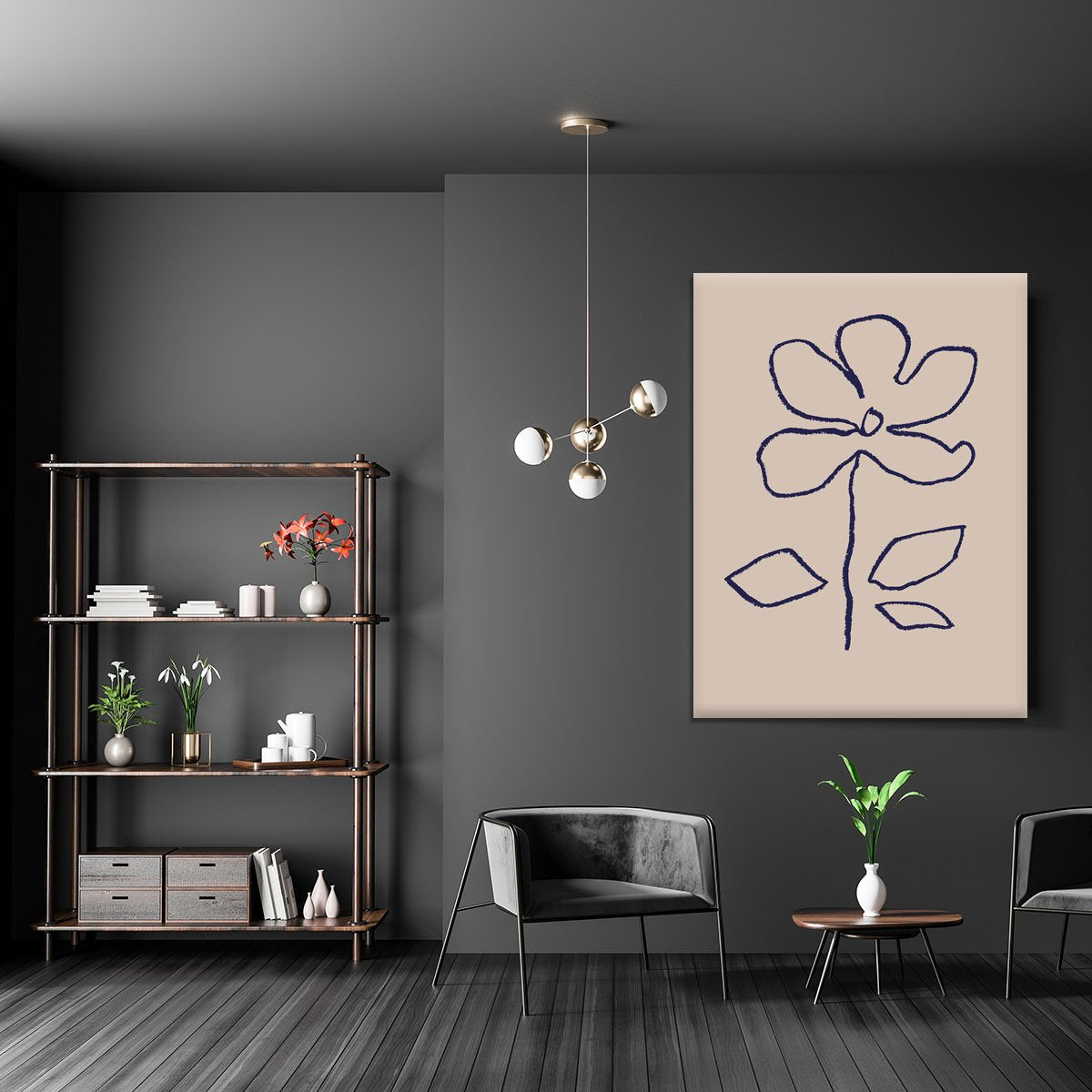 Oil Pastel Flower Blue Canvas Print or Poster - Canvas Art Rocks - 5