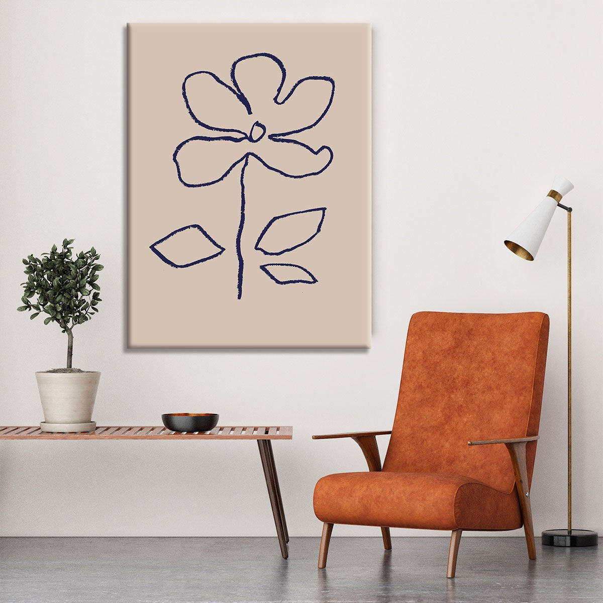 Oil Pastel Flower Blue Canvas Print or Poster - Canvas Art Rocks - 6