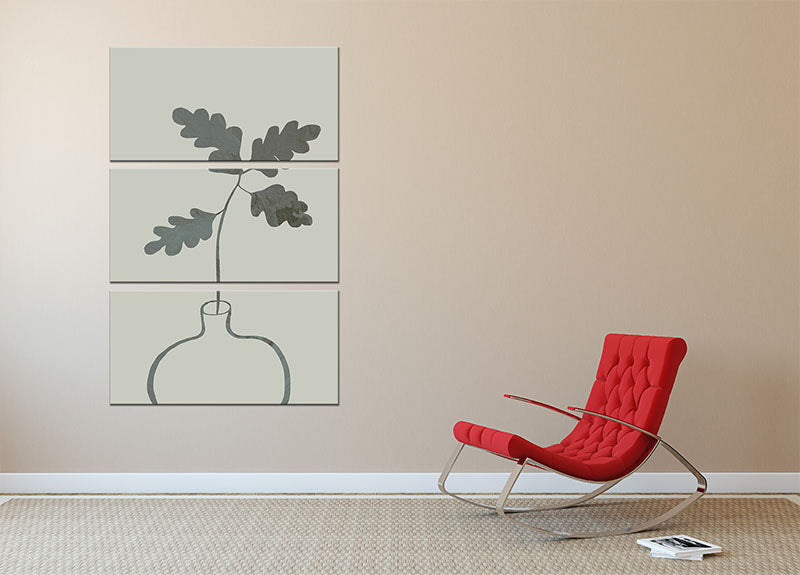 Green Oak Plant 3 Split Panel Canvas Print - Canvas Art Rocks - 2