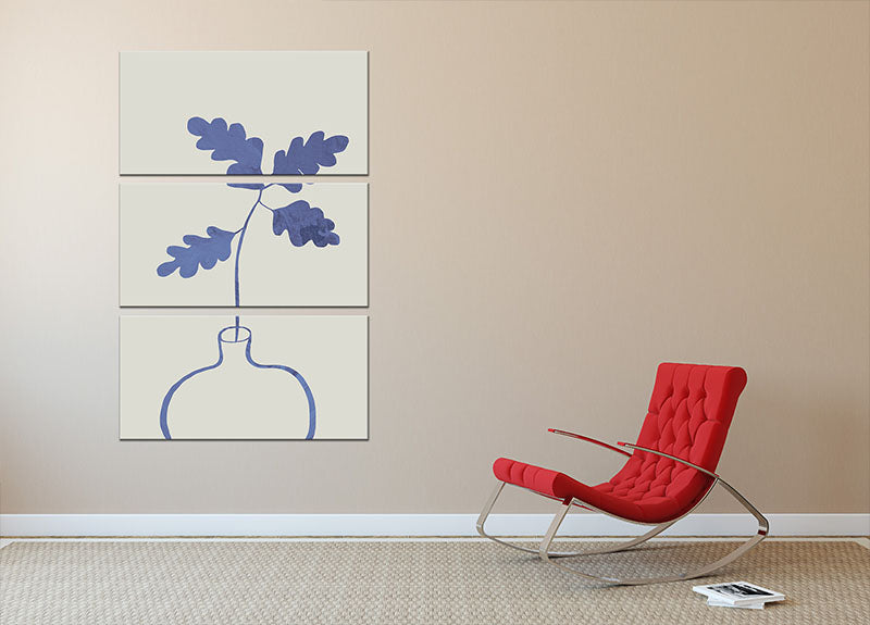 Blue Oak Plant 3 Split Panel Canvas Print - Canvas Art Rocks - 2