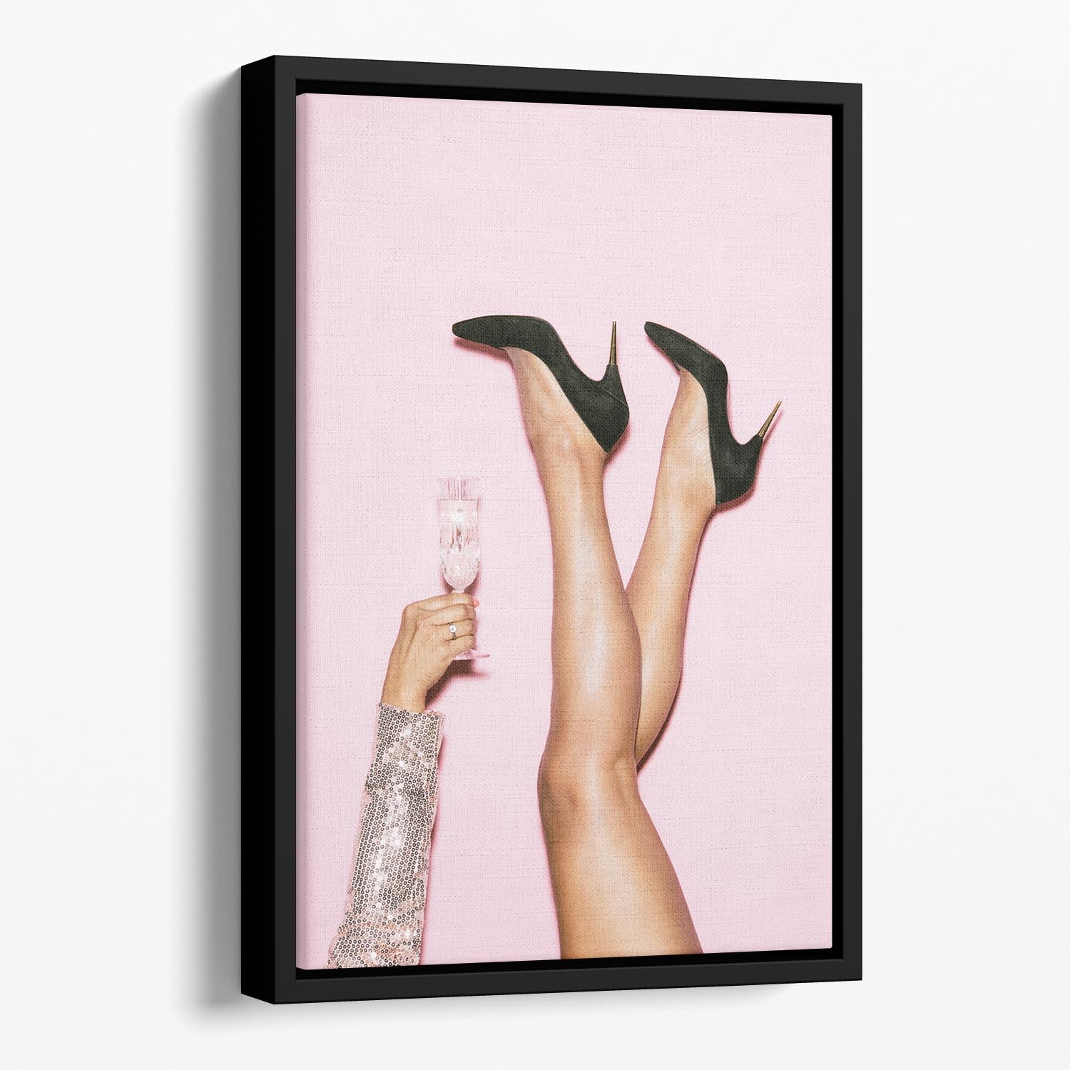 Cheers Disco Heels Floating Framed Canvas - Canvas Art Rocks - 1