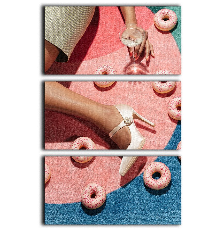 Pink Picnic #02 3 Split Panel Canvas Print - Canvas Art Rocks - 1