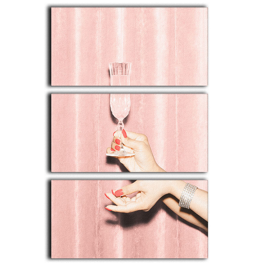 Here's To Pink 01 3 Split Panel Canvas Print - Canvas Art Rocks - 1