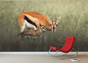 Gazelles Grazing Wall Mural Wallpaper - Canvas Art Rocks - 2