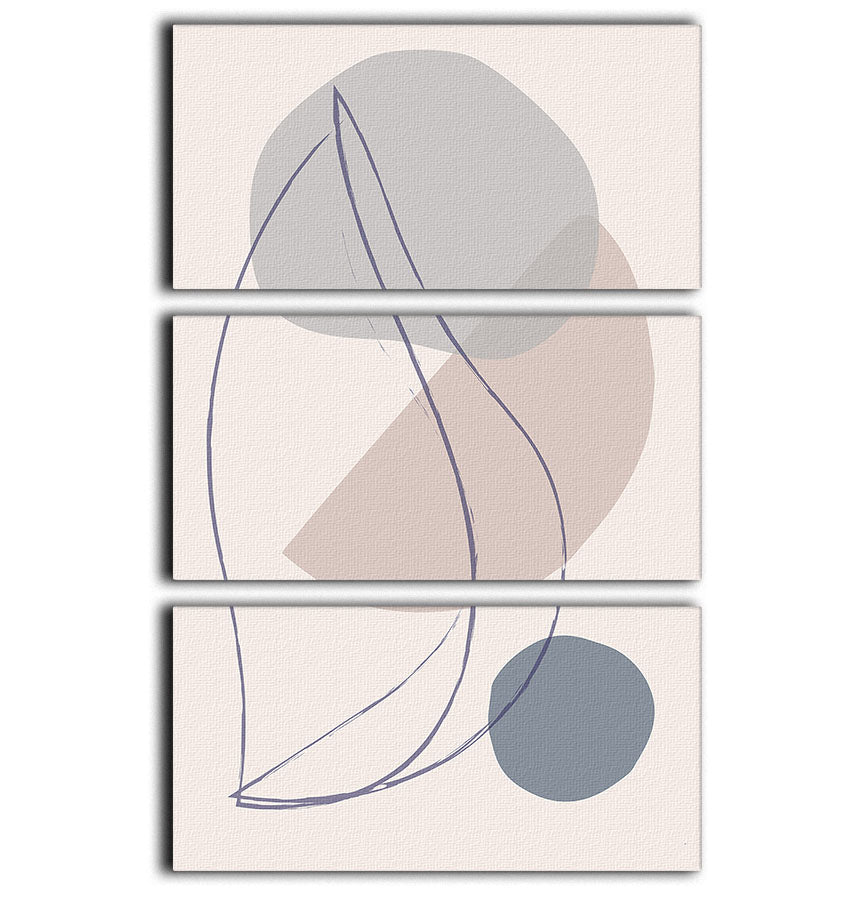 New Shapes Blue No 1 3 Split Panel Canvas Print - Canvas Art Rocks - 1