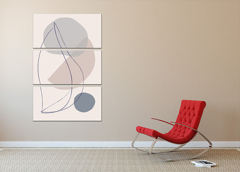New Shapes Blue No 1 3 Split Panel Canvas Print - Canvas Art Rocks - 2