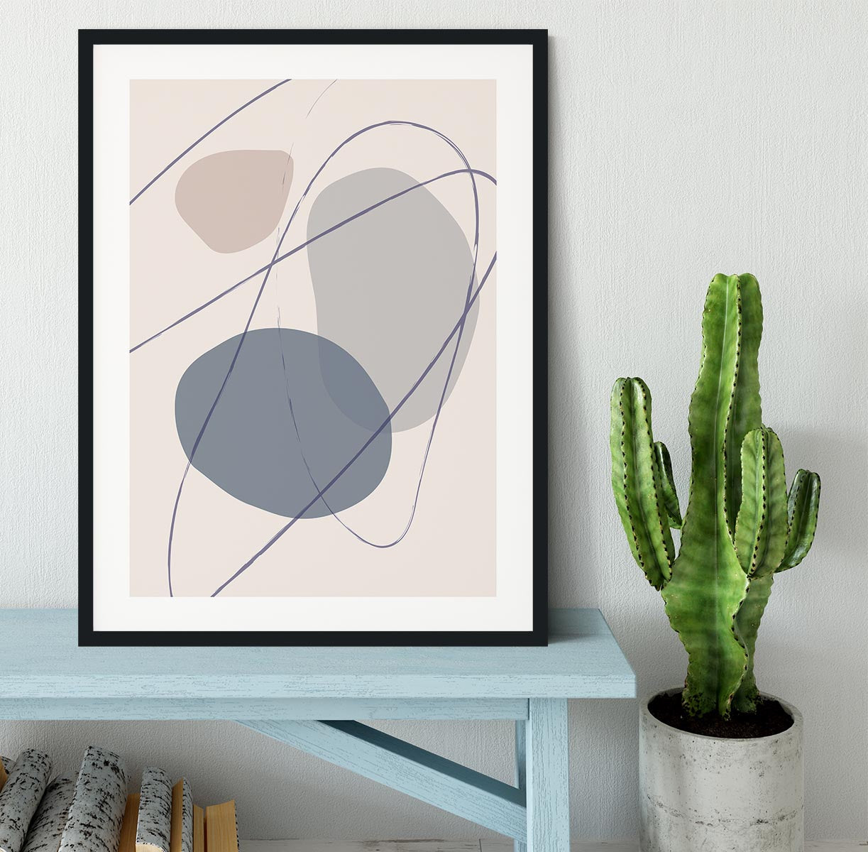 New Shapes Blue No 2 Framed Print - Canvas Art Rocks - 1