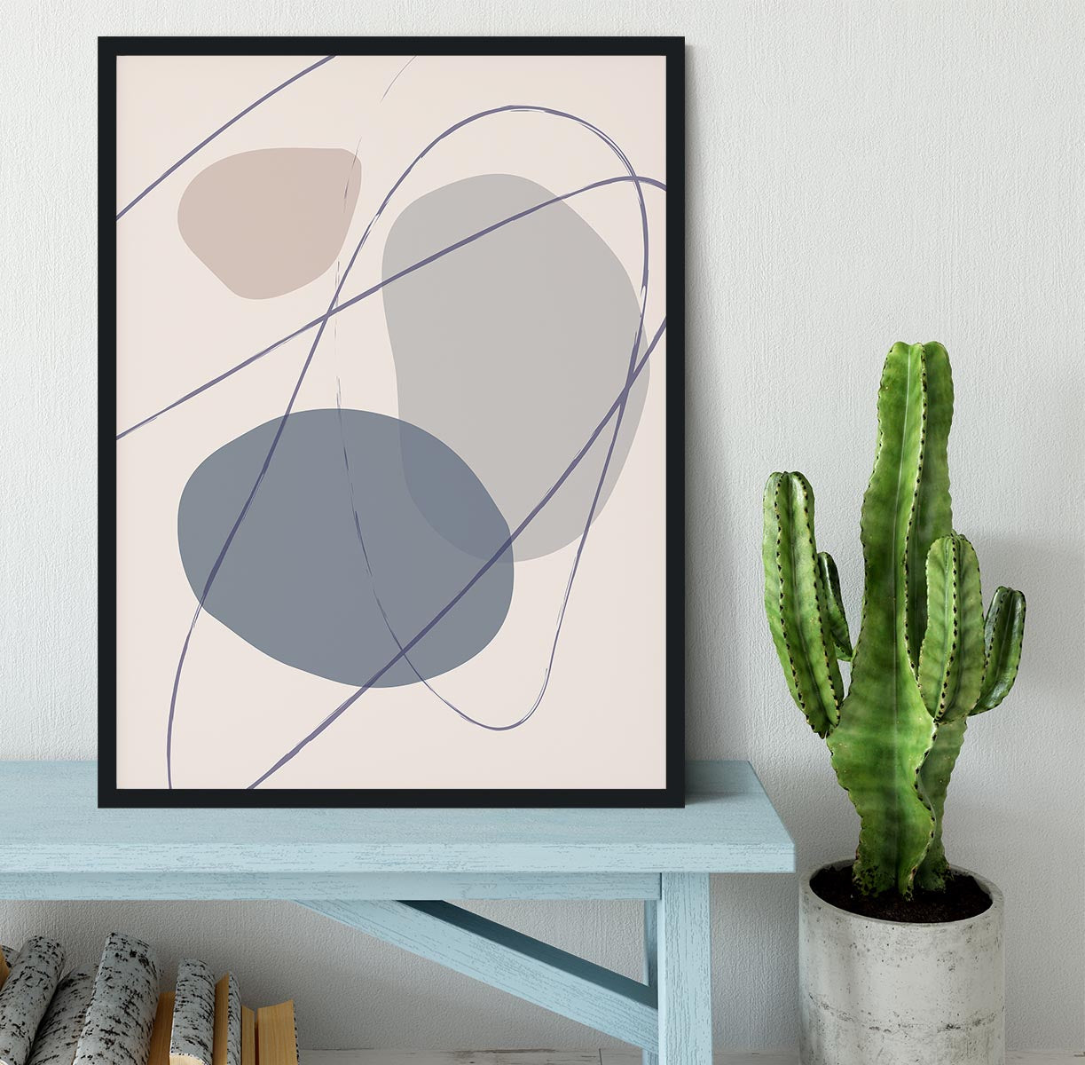 New Shapes Blue No 2 Framed Print - Canvas Art Rocks - 2