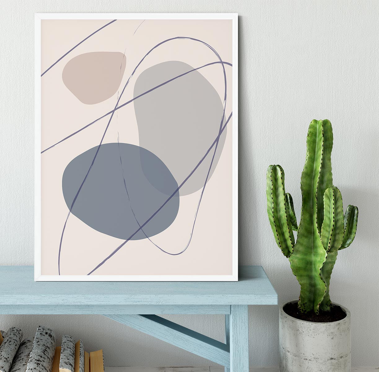 New Shapes Blue No 2 Framed Print - Canvas Art Rocks -6