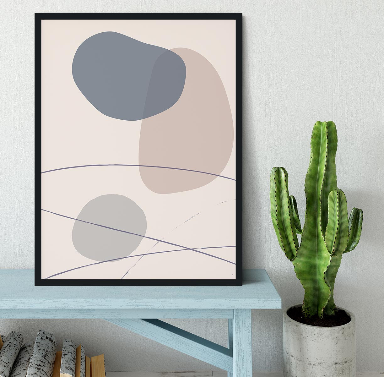 New Shapes Blue No 3 Framed Print - Canvas Art Rocks - 2