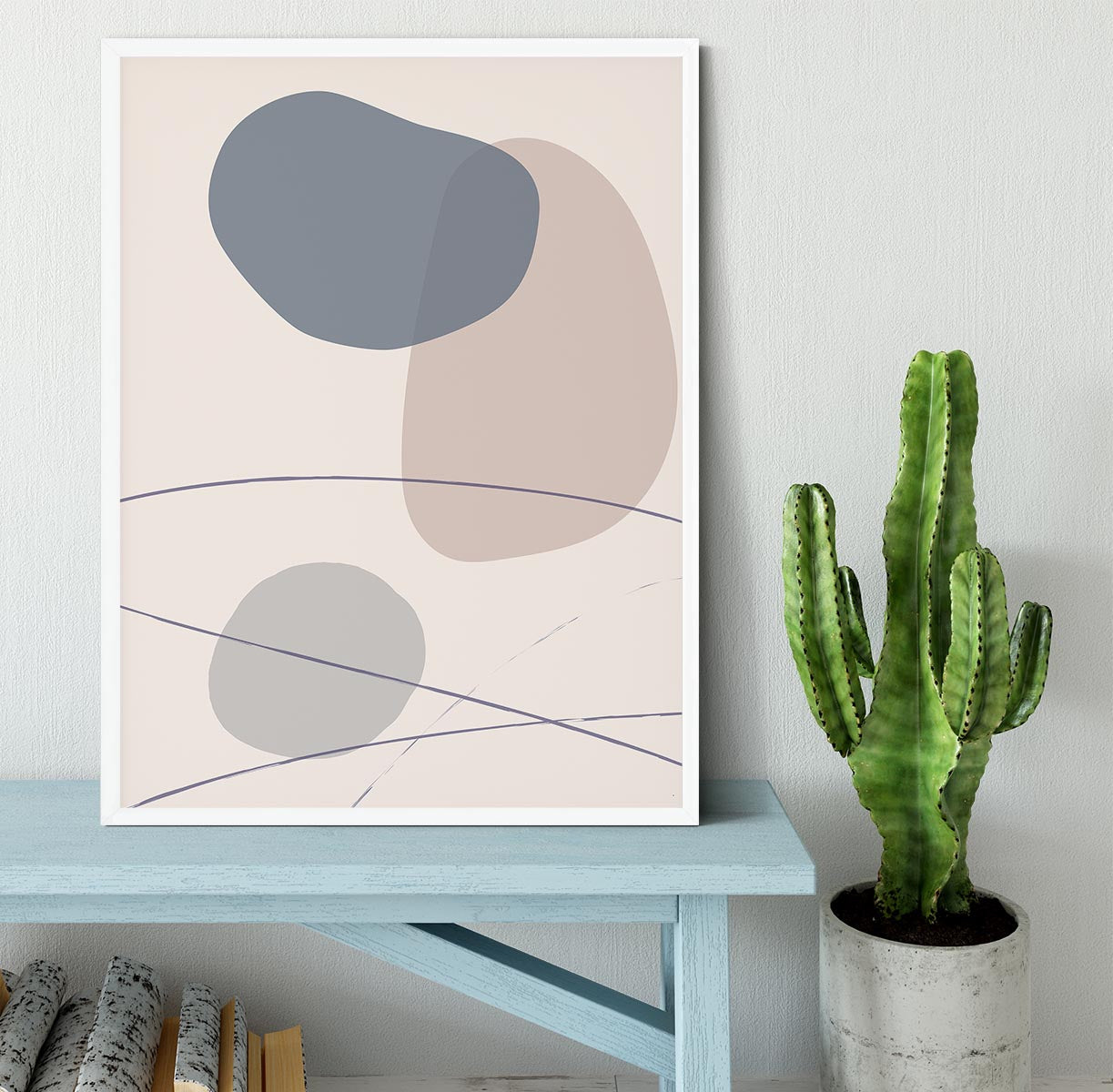 New Shapes Blue No 3 Framed Print - Canvas Art Rocks -6