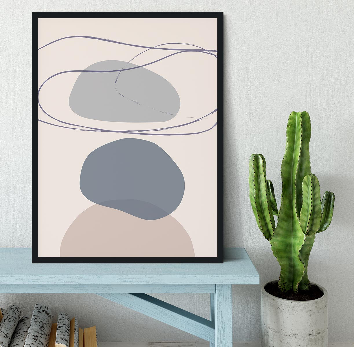 New Shapes Blue No 4 Framed Print - Canvas Art Rocks - 2