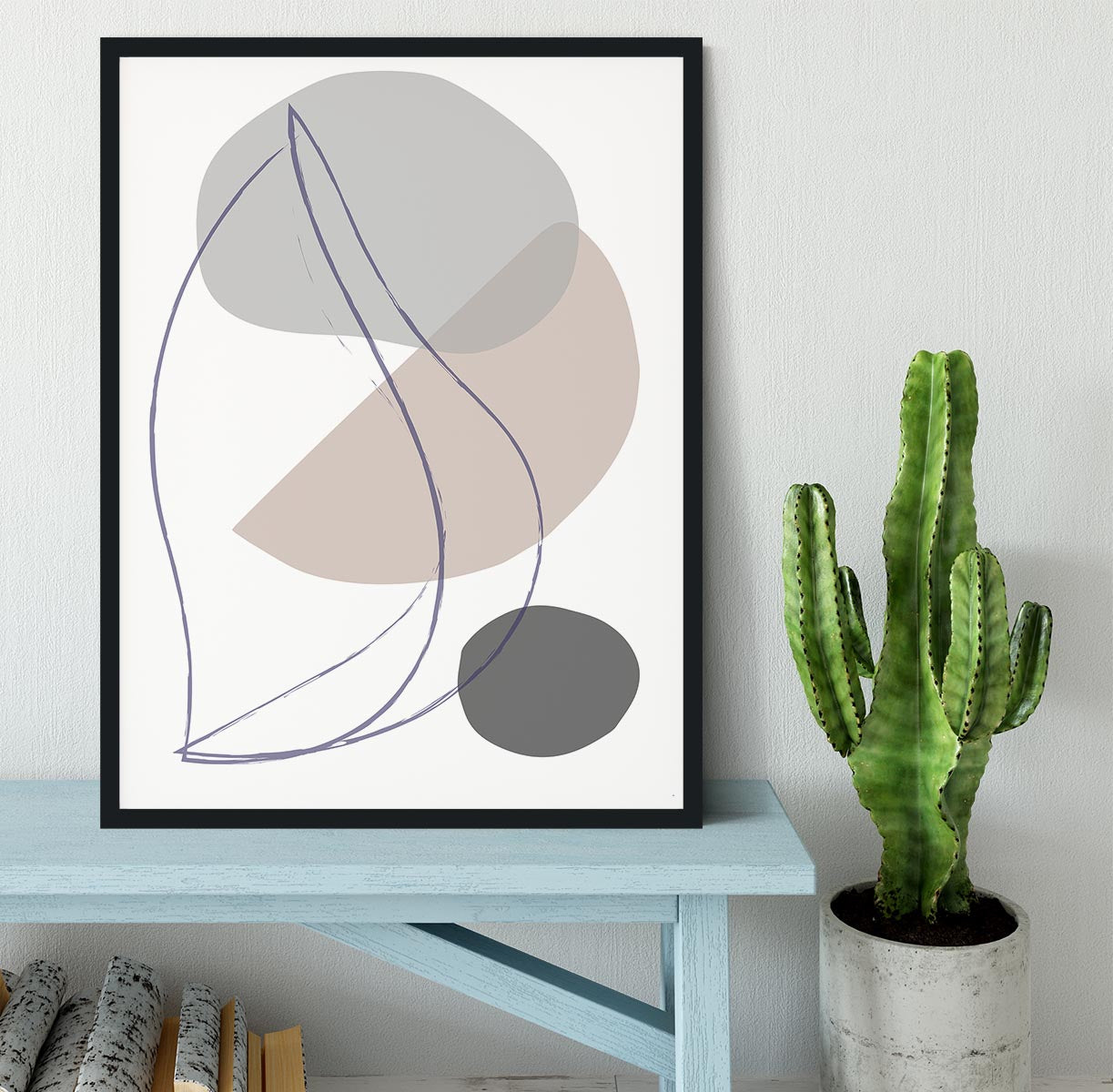 New Shapes Beige 01 Framed Print - Canvas Art Rocks - 2