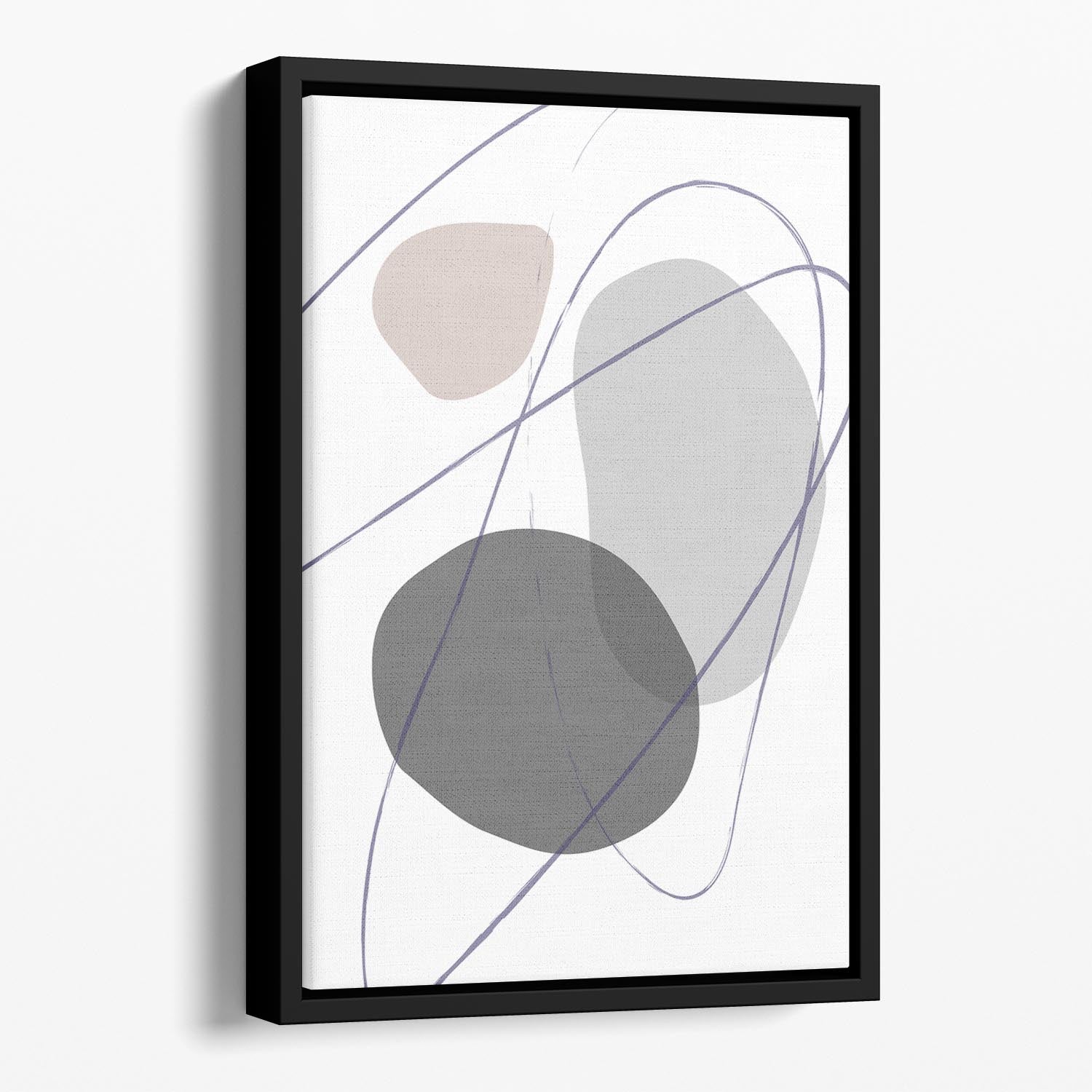 New Shapes Beige No 2 Floating Framed Canvas - Canvas Art Rocks - 1