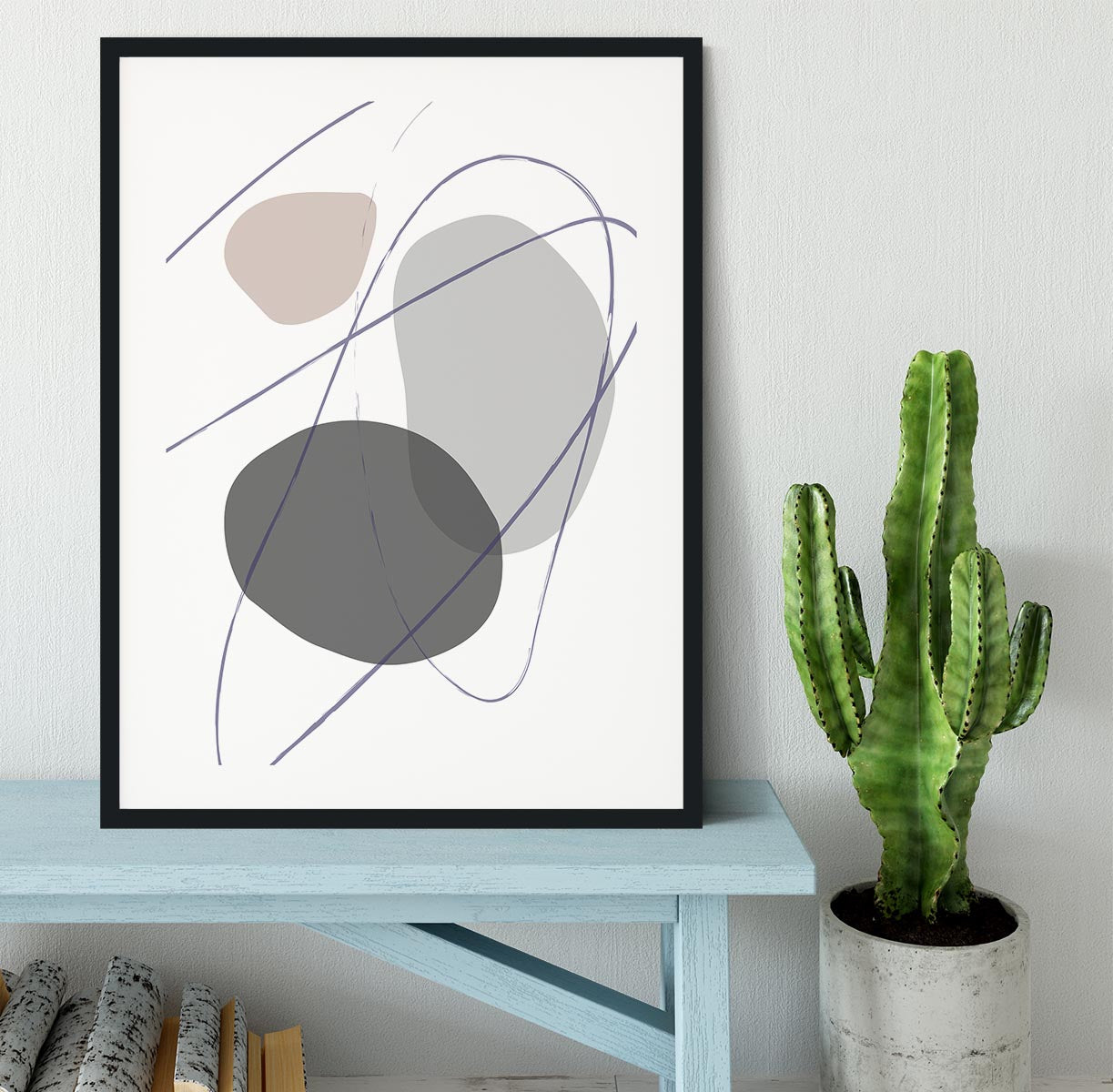 New Shapes Beige No 2 Framed Print - Canvas Art Rocks - 1