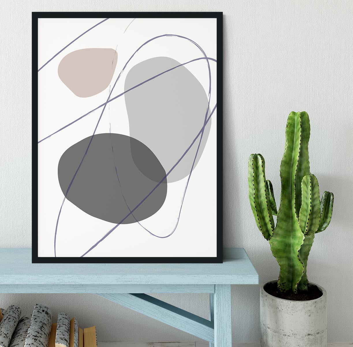 New Shapes Beige No 2 Framed Print - Canvas Art Rocks - 2