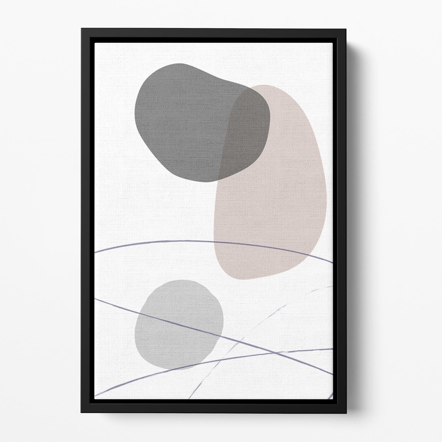 New Shapes Beige 03 Floating Framed Canvas - Canvas Art Rocks - 2