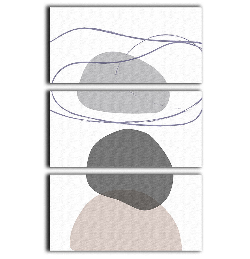 New Shapes Beige 04 3 Split Panel Canvas Print - Canvas Art Rocks - 1
