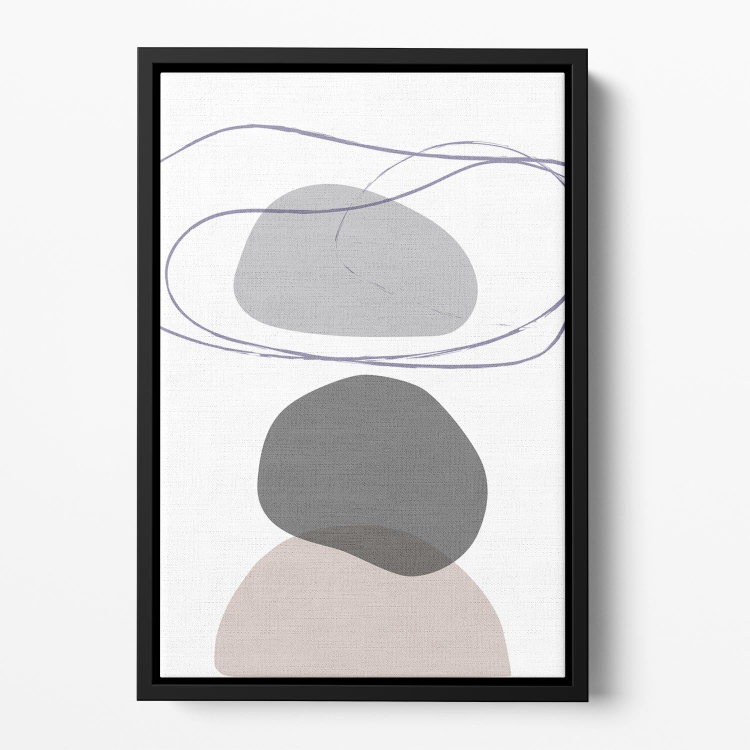 New Shapes Beige 04 Floating Framed Canvas - Canvas Art Rocks - 2