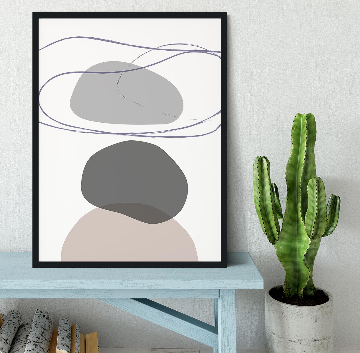 New Shapes Beige 04 Framed Print - Canvas Art Rocks - 2