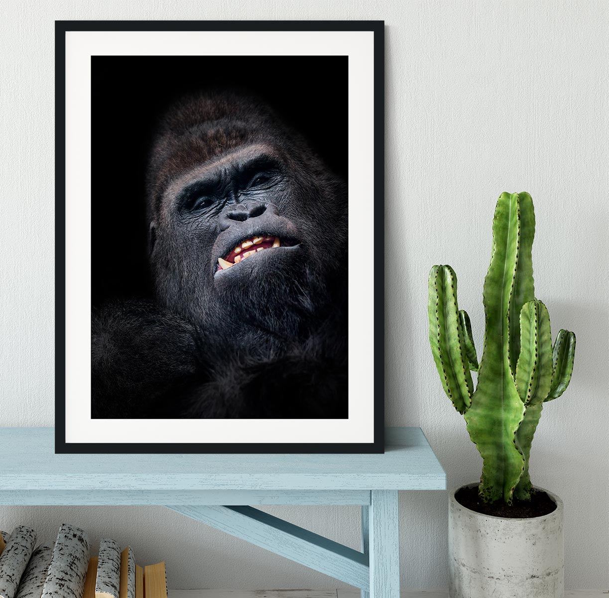 Gorilla face seen from above Framed Print - Canvas Art Rocks - 1