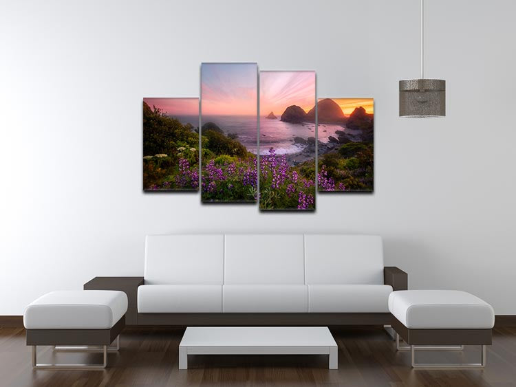 Sister Rocks with Lupin Blooms 4 Split Panel Canvas - Canvas Art Rocks - 3