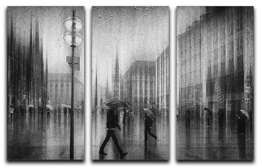 A Rainy Day In Marienplatz 3 Split Panel Canvas Print - Canvas Art Rocks - 1