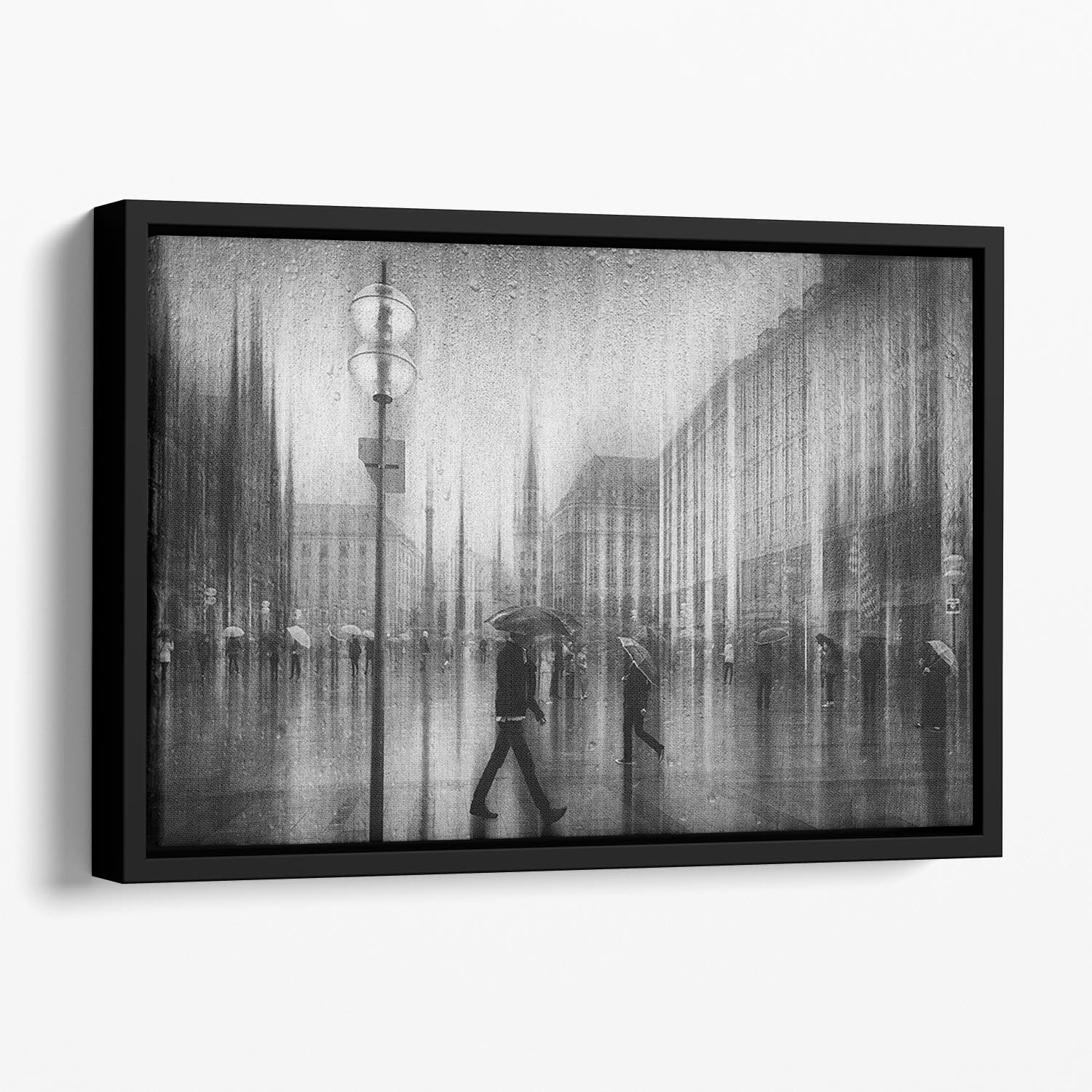 A Rainy Day In Marienplatz Floating Framed Canvas - Canvas Art Rocks - 1