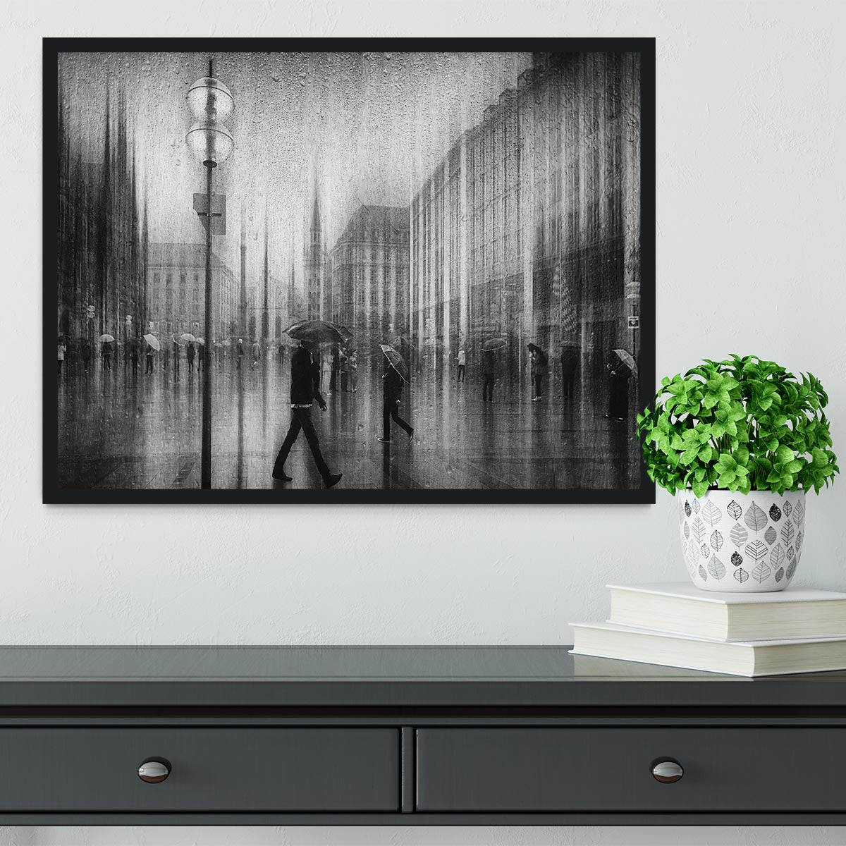 A Rainy Day In Marienplatz Framed Print - Canvas Art Rocks - 2