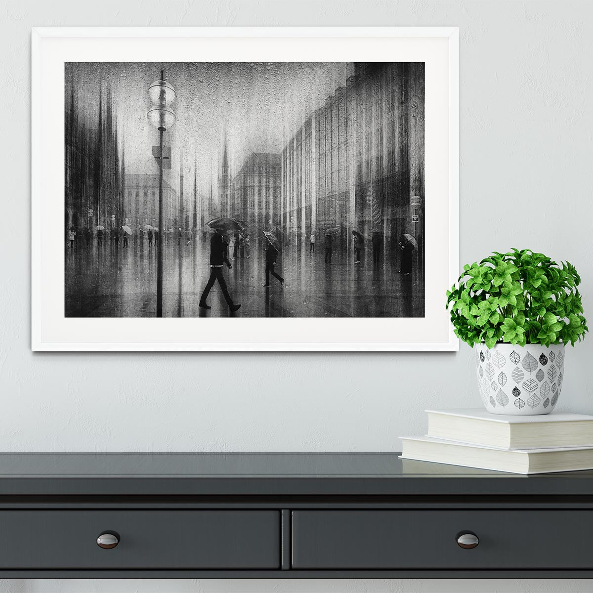 A Rainy Day In Marienplatz Framed Print - Canvas Art Rocks - 5