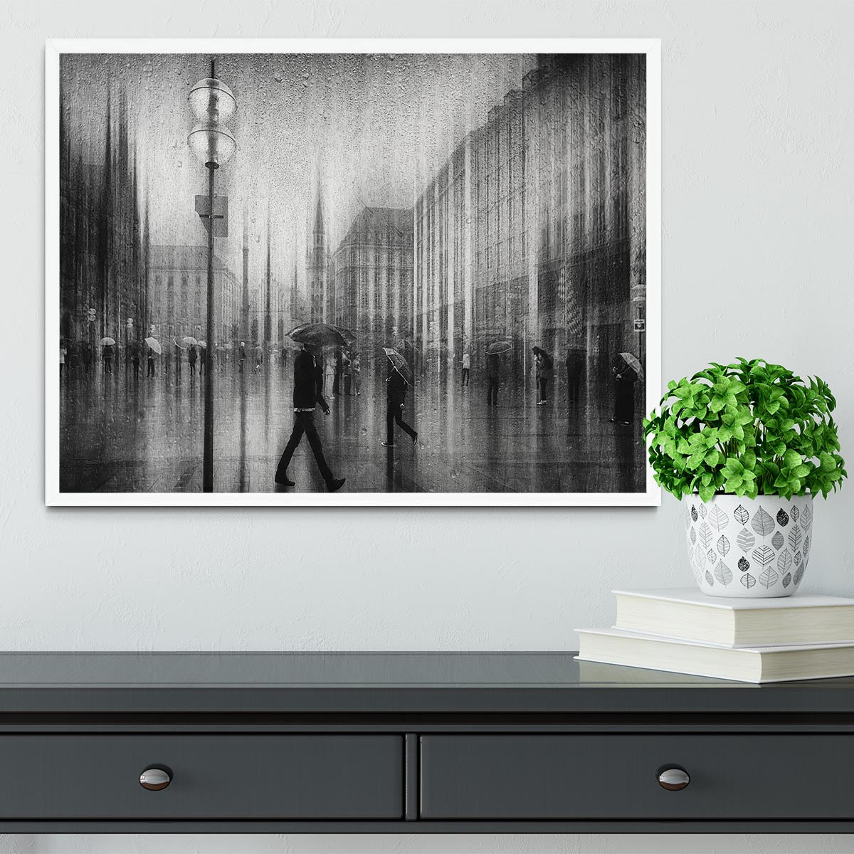 A Rainy Day In Marienplatz Framed Print - Canvas Art Rocks -6