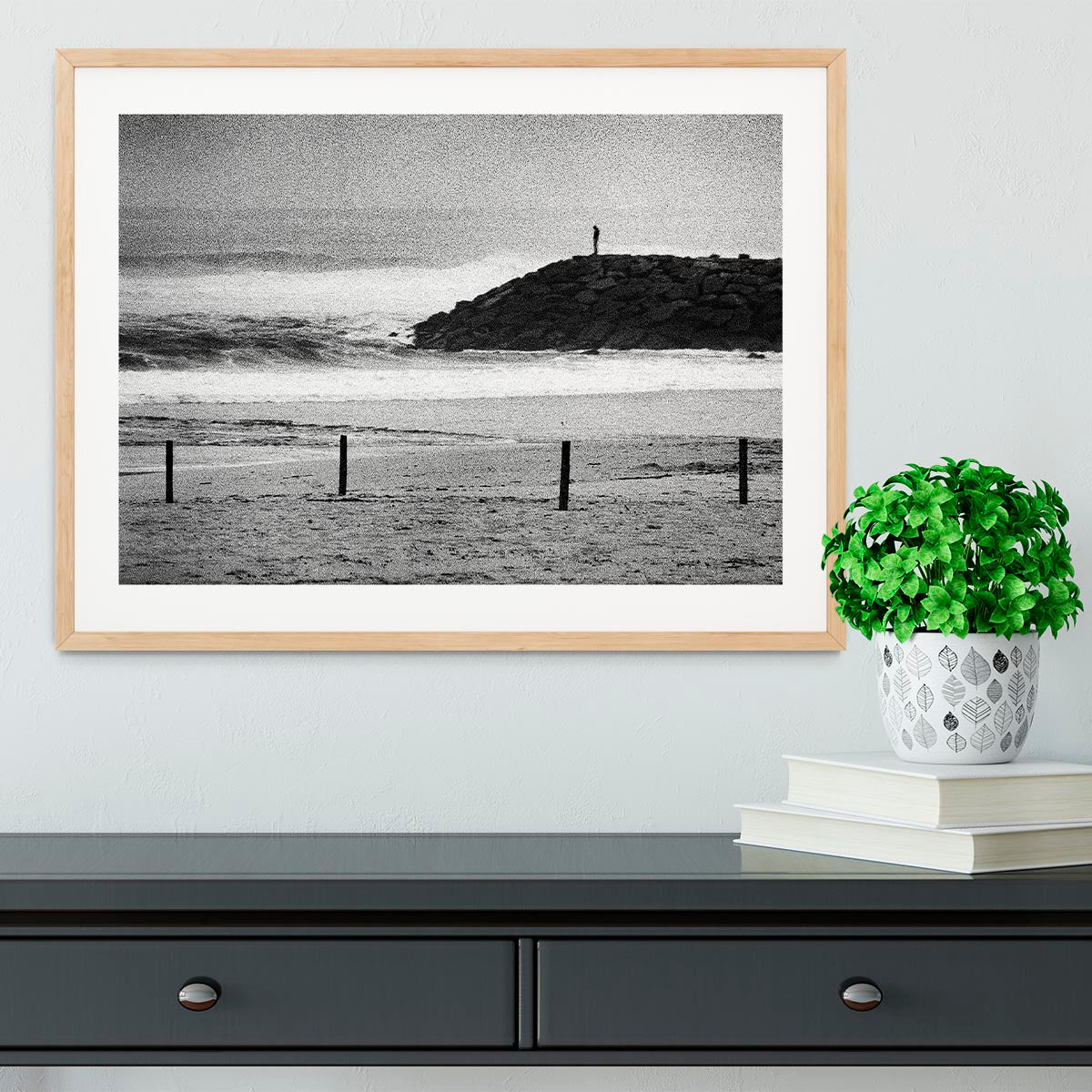 A Lone Figure On The Cliffs Framed Print - Canvas Art Rocks - 3