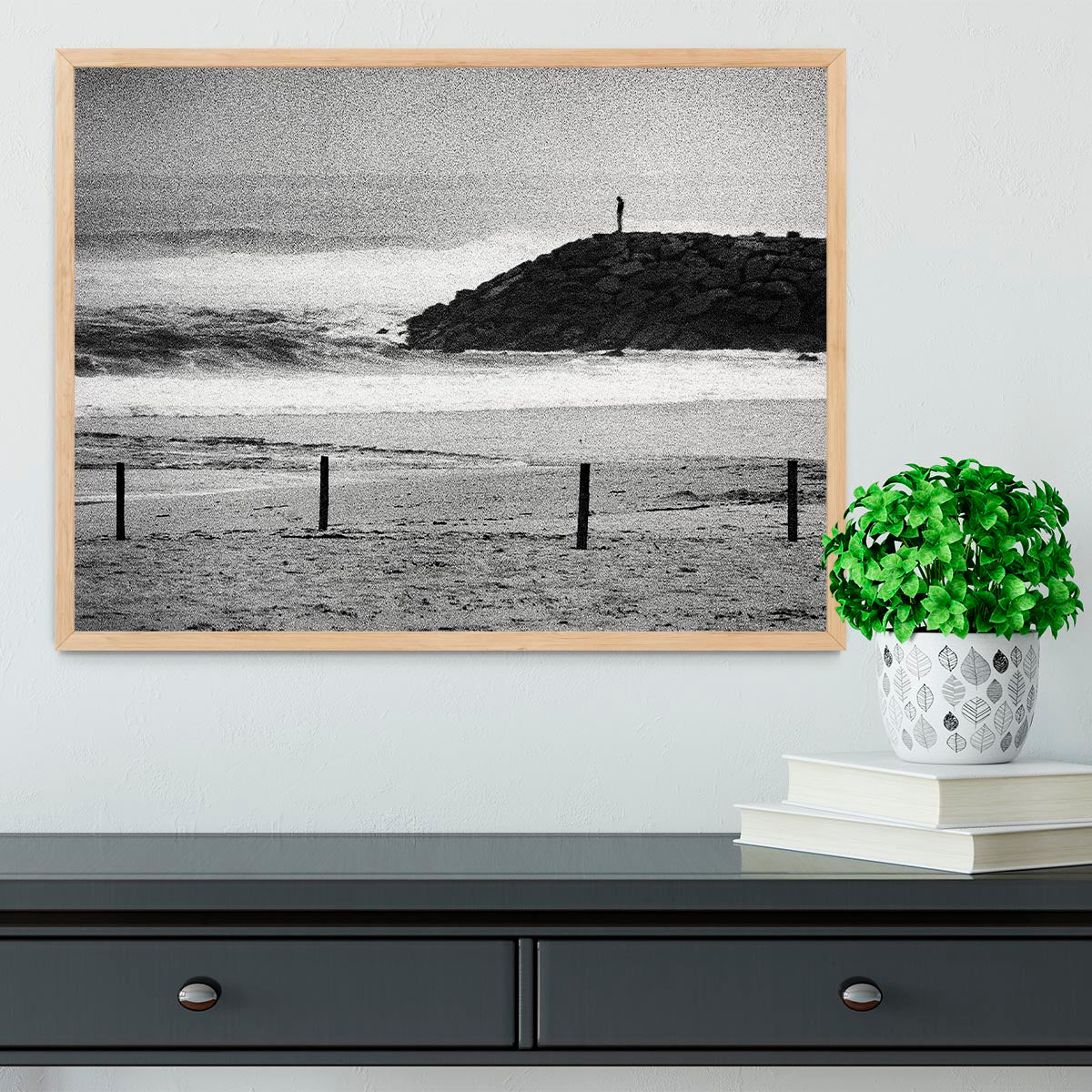 A Lone Figure On The Cliffs Framed Print - Canvas Art Rocks - 4