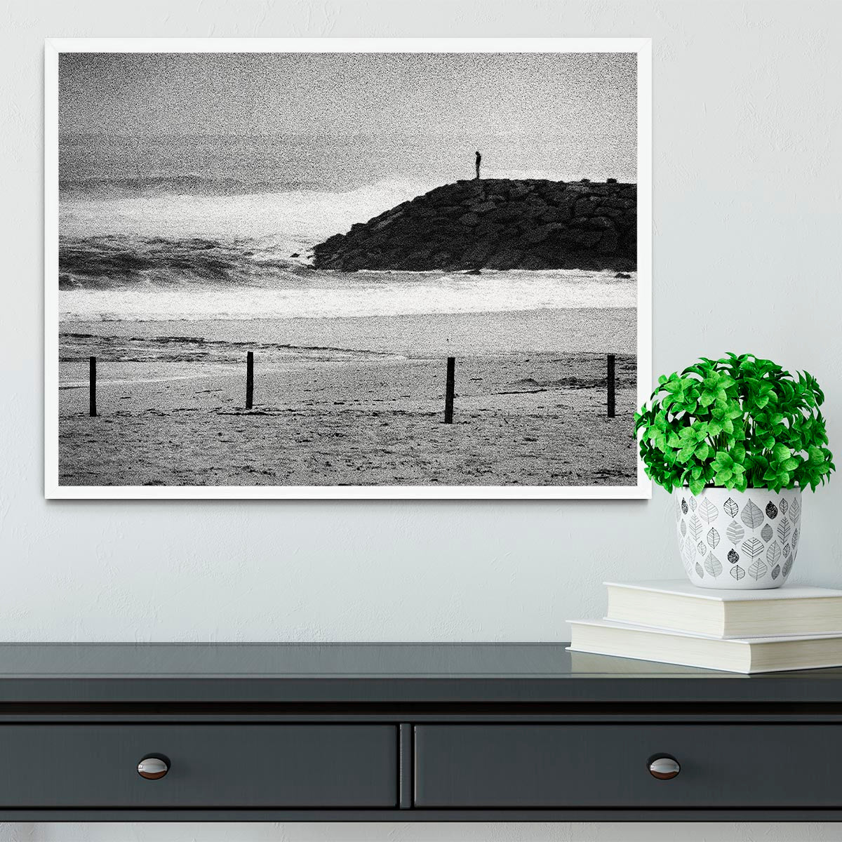 A Lone Figure On The Cliffs Framed Print - Canvas Art Rocks -6