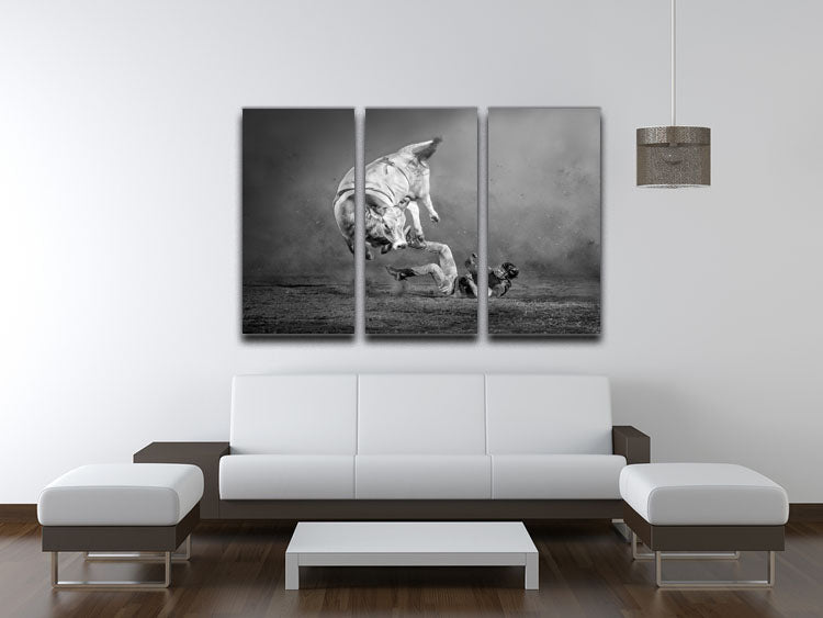 Rodeo Bull 3 Split Panel Canvas Print - Canvas Art Rocks - 3