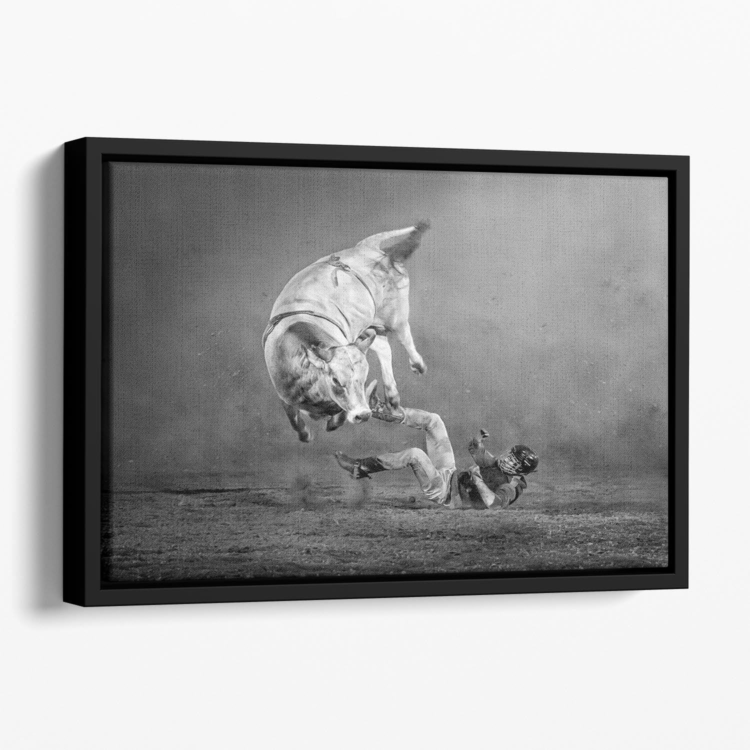 Rodeo Bull Floating Framed Canvas - Canvas Art Rocks - 1