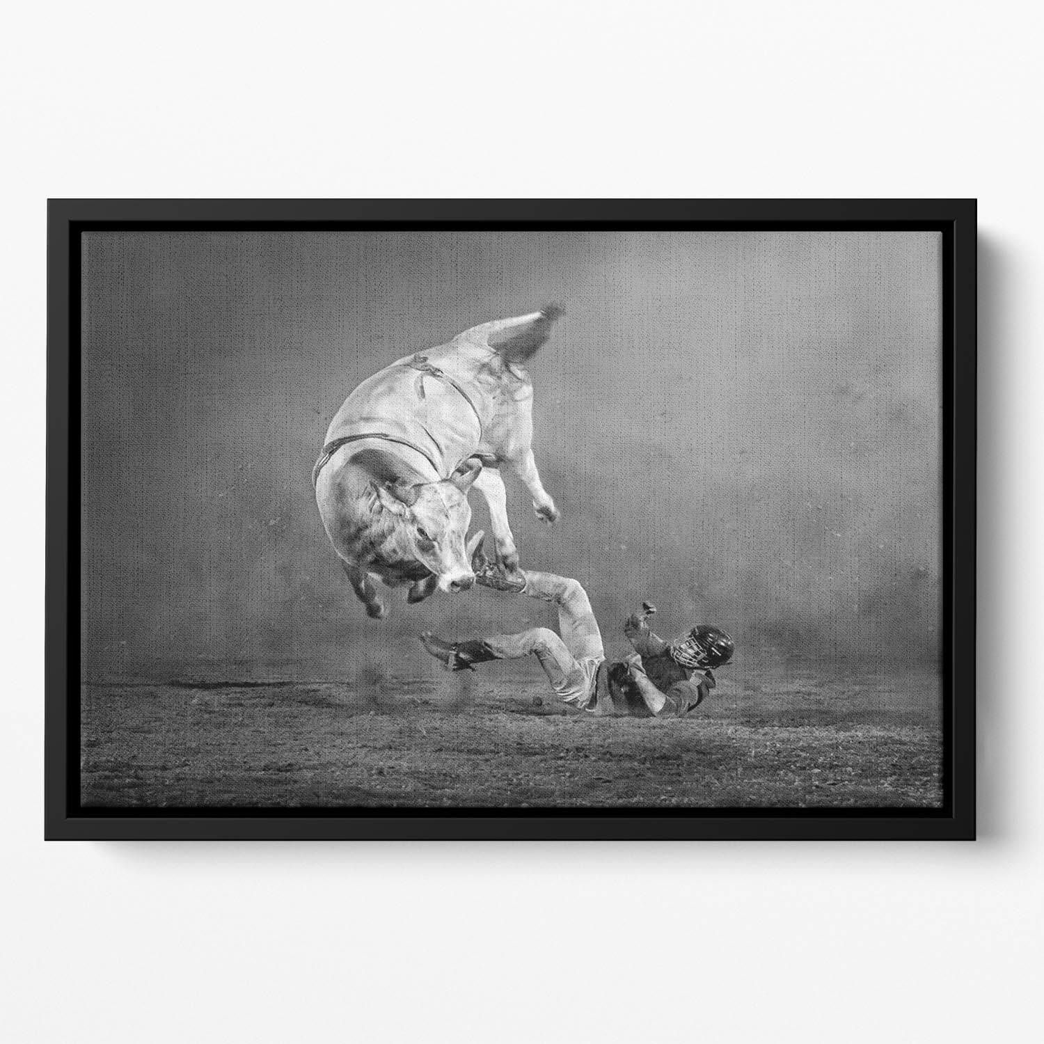 Rodeo Bull Floating Framed Canvas - Canvas Art Rocks - 2