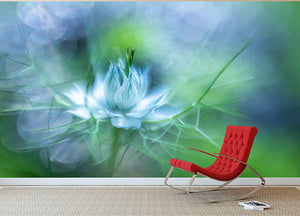 Blue Flower Wall Mural Wallpaper - Canvas Art Rocks - 2