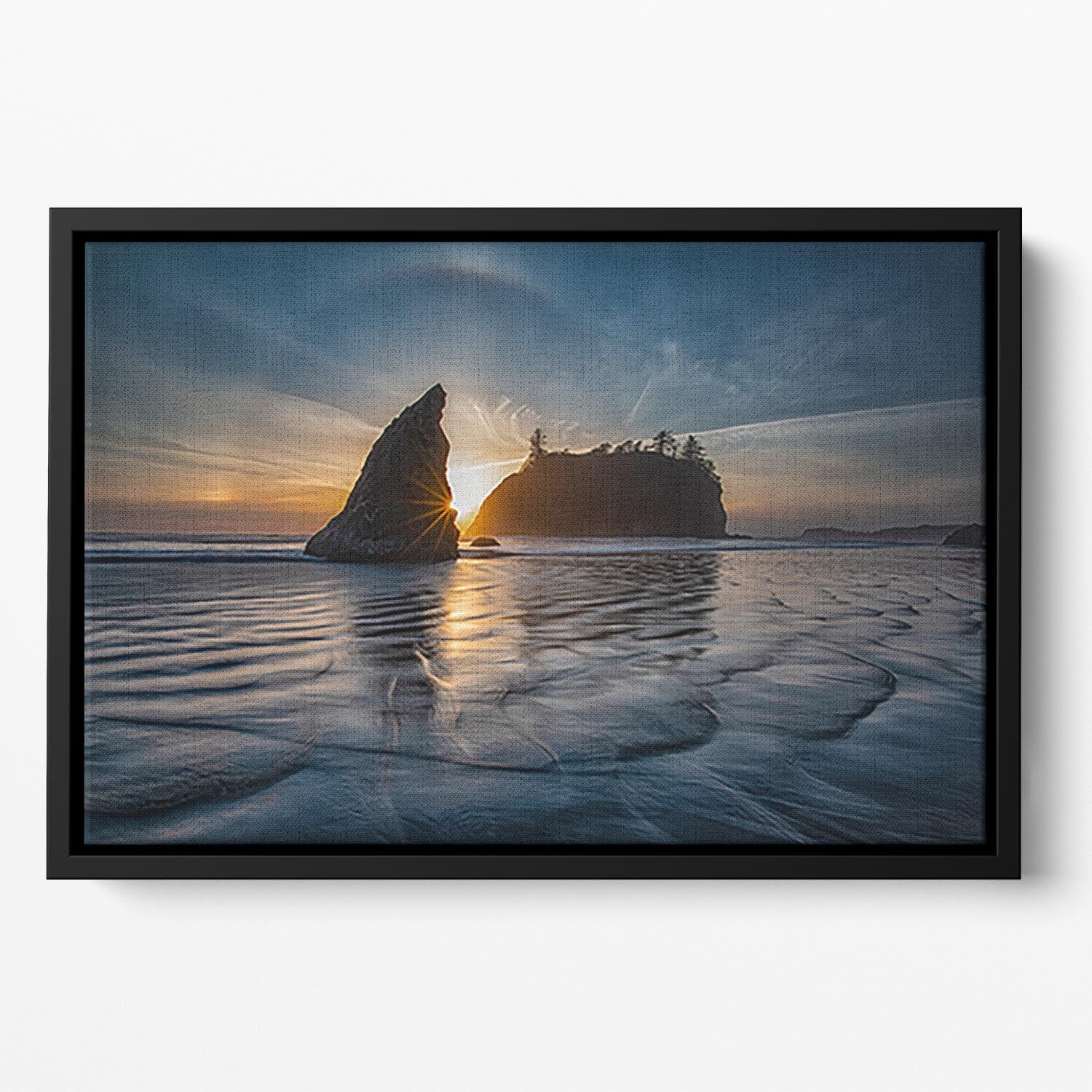 Sunset at Ruby Beach Floating Framed Canvas - Canvas Art Rocks - 2