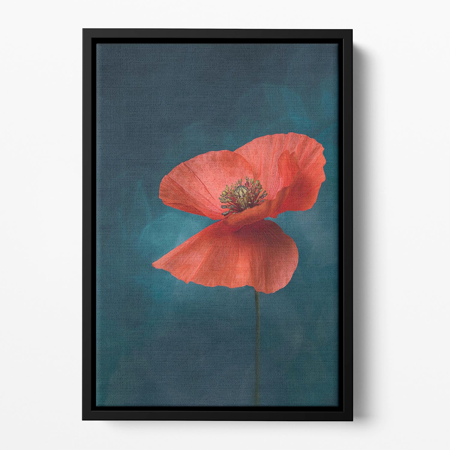 A Single Red Flower Floating Framed Canvas - Canvas Art Rocks - 2