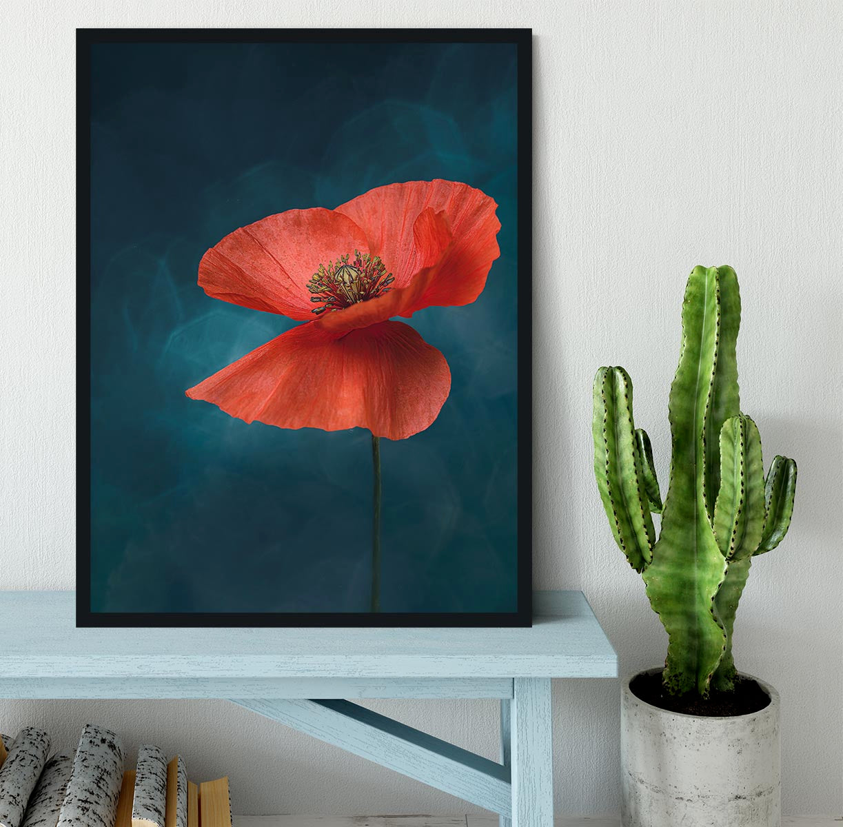 A Single Red Flower Framed Print - Canvas Art Rocks - 2