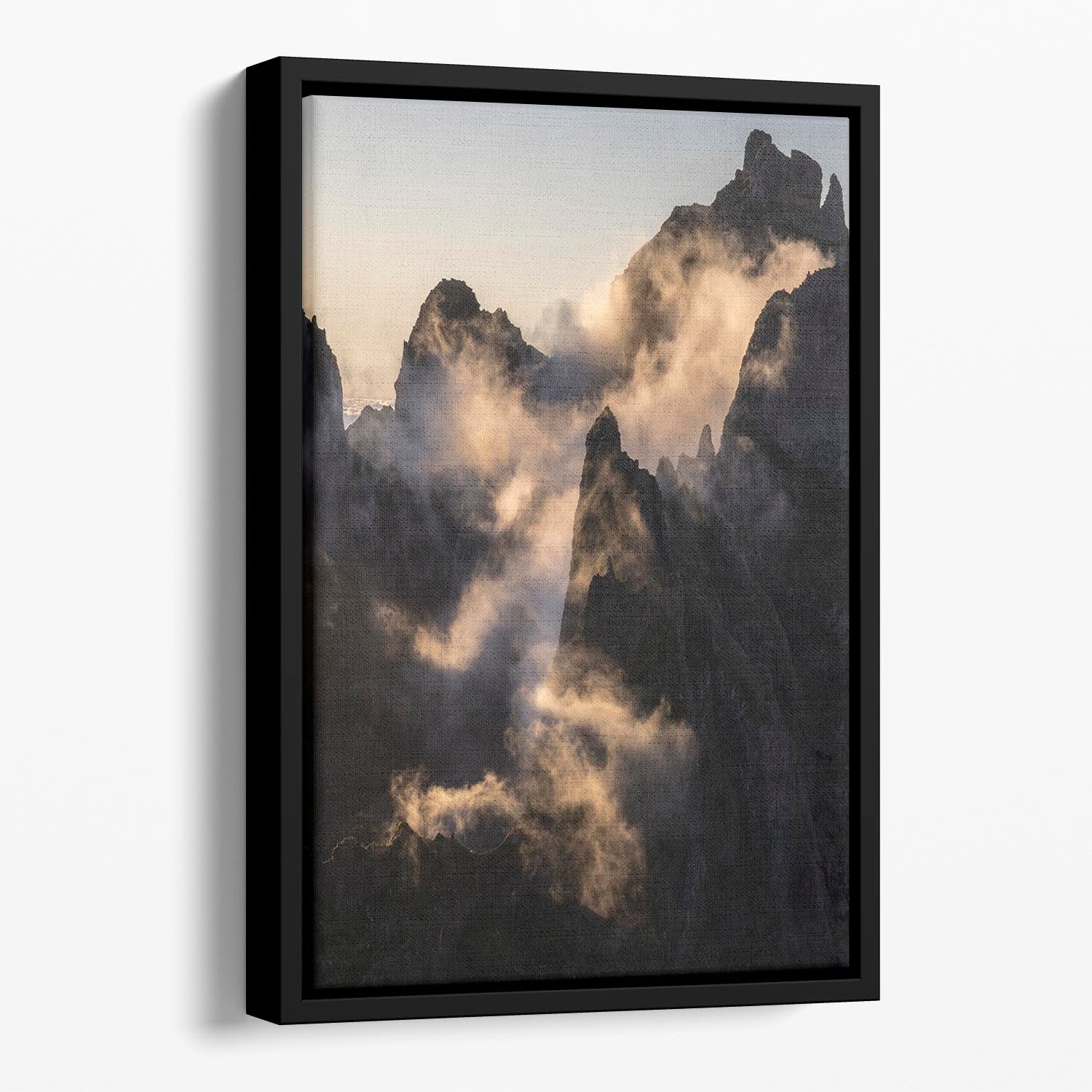 Dusky Mountains Floating Framed Canvas - Canvas Art Rocks - 1