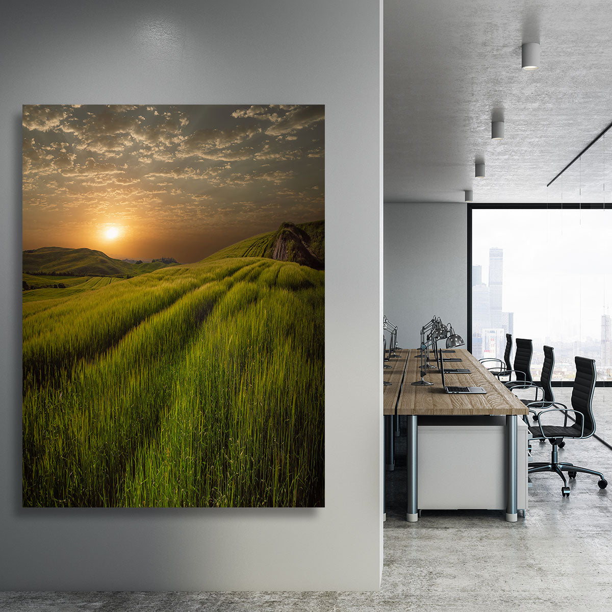 Sunset Over The Fields Canvas Print or Poster - Canvas Art Rocks - 3